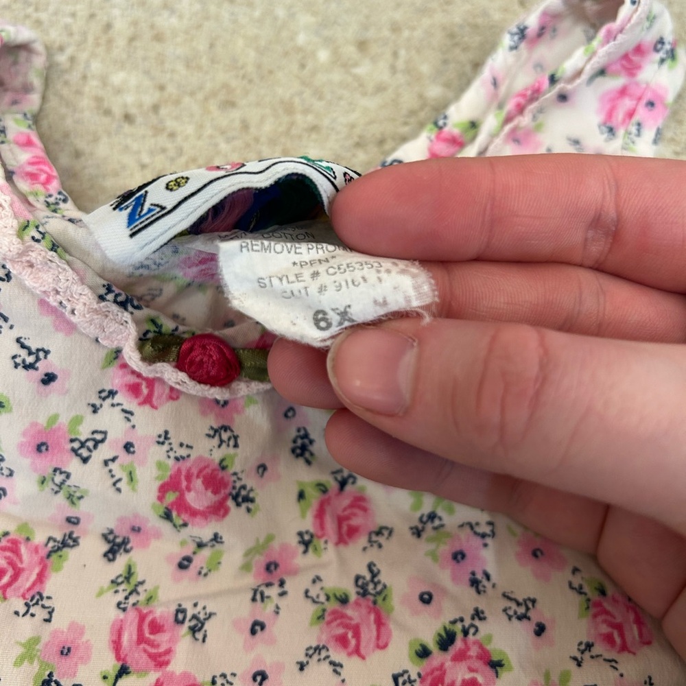 ZOEY Vintage 90s Pink Floral Girls Dress - Picture 5 of 6